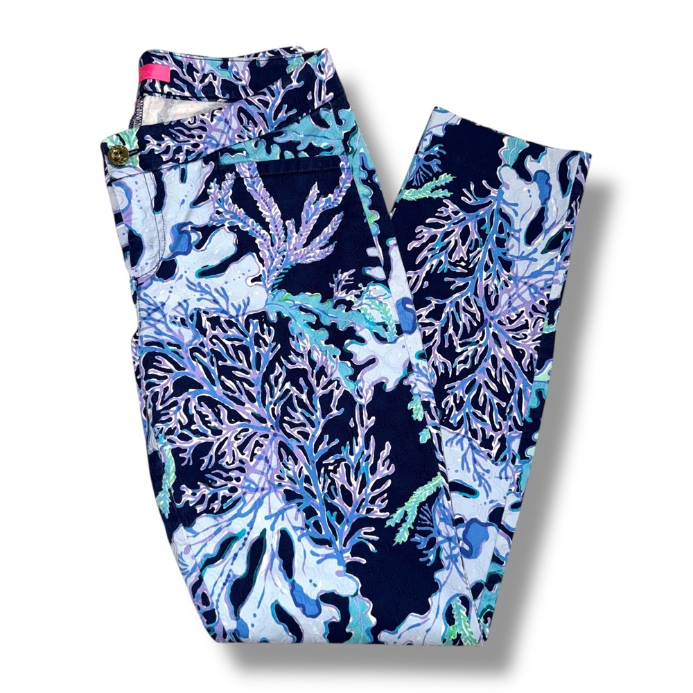 Lilly Pulitzer Size 4 Navy Kelly Skinny‎ Ankle Swish and Sway Cropped Pants